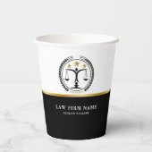 Schwarz-weiße Gold-Logos für Rechtsangelegenheiten Pappbecher (Rückseite)