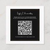 Schwarz-weiße Gold-Modern-Minimal-Hochzeitsdetails Quadratische Visitenkarte (Rückseite)