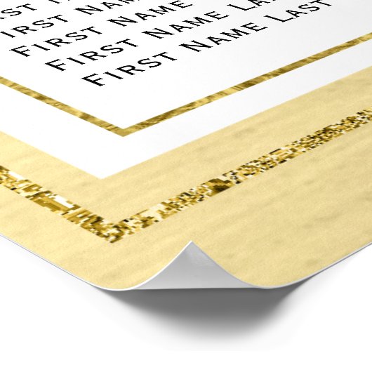 Schwarz-weiße Gold Moderne Blumenzettel Poster (Ecke)