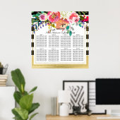 Schwarz-weiße Gold Moderne Blumenzettel Poster (Heimbüro)