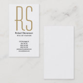 Schwarz-weiße Gold Monogram Business Card Visitenkarte (Vorne/Hinten)