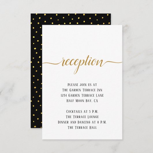 Schwarz-weiße Gold Script Minimal Hochzeitsempfehl Begleitkarte (Vorne/Hinten)