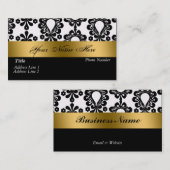 Schwarz-weiße Golddamast-Geschäfts-Karte Visitenkarte (Vorne/Hinten)