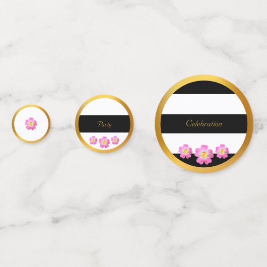 Schwarz-weiße Goldene Feier Konfetti (Rückseiten)