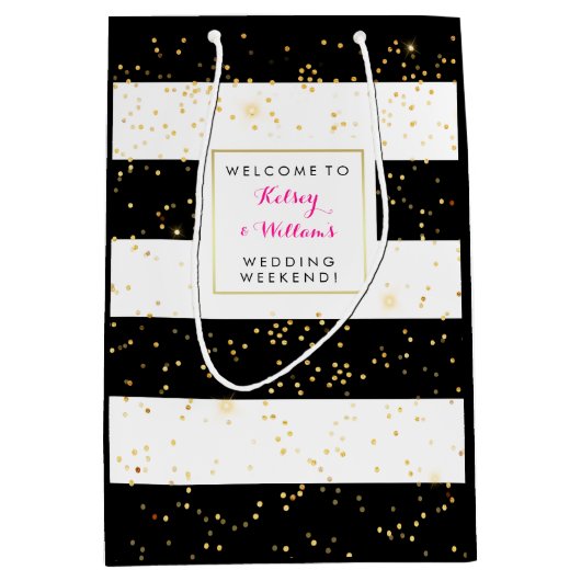 Schwarz-weiße Goldhochzeit außerhalb der Stadt Wil Mittlere Geschenktüte (Vorderseite)