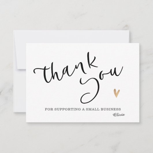 Schwarz-weiße Goldkalligraphie Dankeschön-Karte Dankeskarte (Vorderseite)