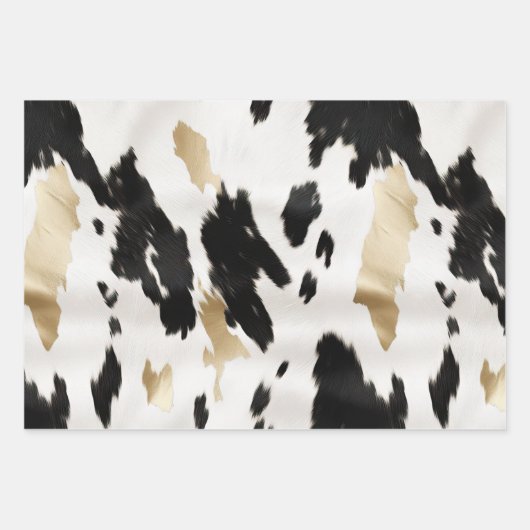 Schwarz-weiße Goldkühe Geschenkpapier Set (Vorderseite 2)