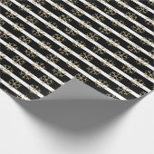Schwarz-weiße Goldstreifen und Schneeflocken Geschenkpapier (Ecke)