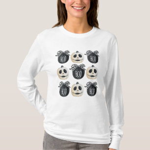 Schwarz Weiße Gothic Kürbisse Halloween T-Shirt