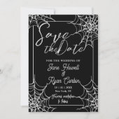 Schwarz-weiße gotische Halloween-Save-the-Date-Kar Save The Date (Vorderseite)
