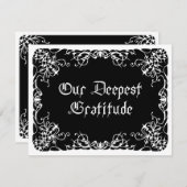 Schwarz-weiße gotische Hochzeit Dankeskarte (Vorne/Hinten)