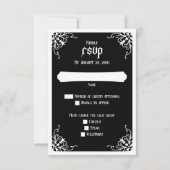 Schwarz-weiße gotische Hochzeit RSVP Karte (Vorderseite)