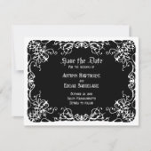 Schwarz-weiße gotische Hochzeit Save The Date (Vorderseite)