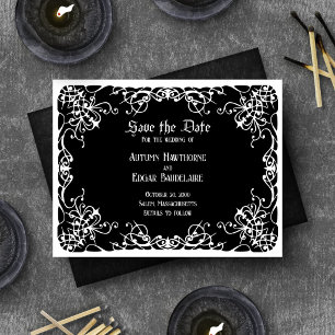 Schwarz-weiße gotische Hochzeit Save The Date