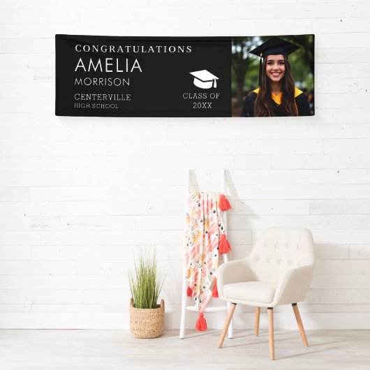 Schwarz-weiße-Graduate-Klasse des Abschlusses Banner (Insitu)