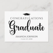 Schwarz-weiße Graduate Words of Wisdom Abschluss Begleitkarte (Vorderseite)