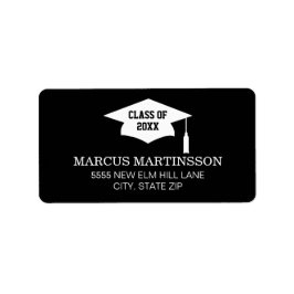 Schwarz-weiße Graduation Cap-Klasse 2025 Adressaufkleber