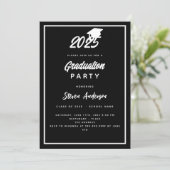 Schwarz-weiße Graduierungspartei 2025 Einladung (Stehend Vorderseite)