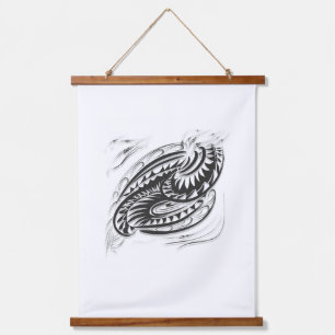 Schwarz-weiße grafische Wandkunst im Inneren