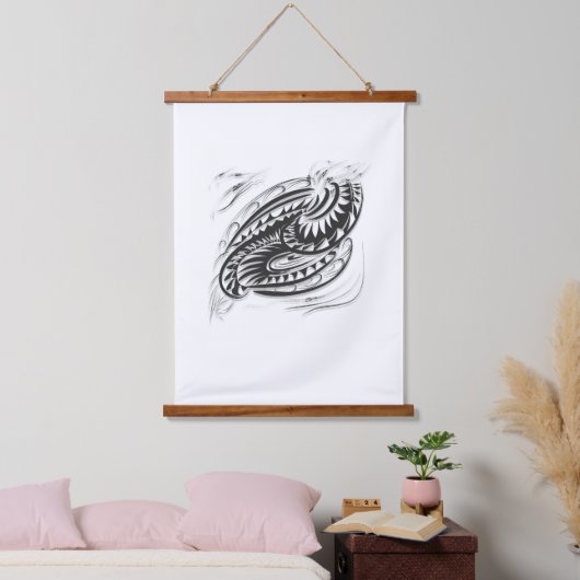 Schwarz-weiße grafische Wandkunst im Inneren (Schlafzimmer)