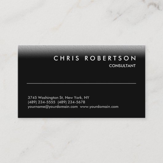 Schwarz-weiße Grau Trendy Charming Business Card Visitenkarte (Vorderseite)