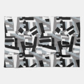 Schwarz-weiße graue Abstrakte geometrische Patches Geschirrtuch (Horizontal)
