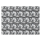 Schwarz-weiße graue Abstrakte geometrische Patches Tischdecke (Vorderseite (Horizontal))