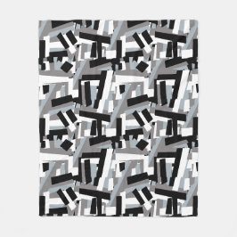 Schwarz-weiße graue abstrakte geometrische Pflaste Fleecedecke