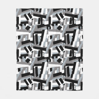 Schwarz-weiße graue abstrakte geometrische Pflaste Fleecedecke