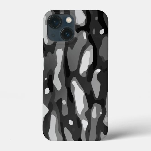 Schwarz-weiße Graue Camouflage Abstraktes Muster Case-Mate iPhone Hülle (Rückseite)