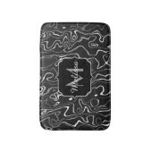 Schwarz-weiße graue Damaskus abstrakte Wirbel Mono Badematte (Vorderseite Vertikal)