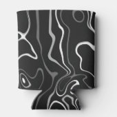 Schwarz-weiße graue Damaskus abstrakte Wirbel Mono Dosenkühler (Rückseite)