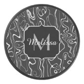 Schwarz-weiße graue Damaskus abstrakte Wirbel Mono Eishockey Puck (Vorderseite)