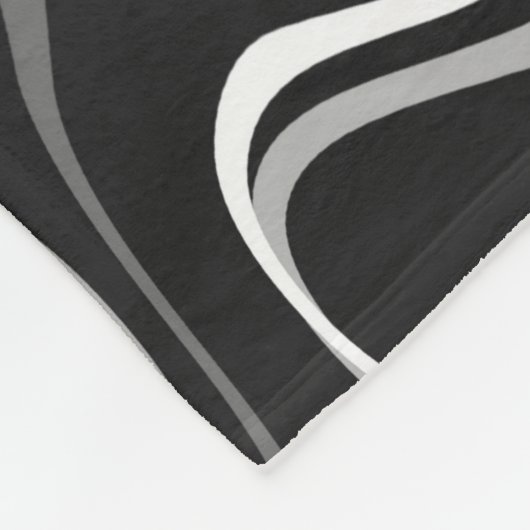 Schwarz-weiße graue Damaskus abstrakte Wirbel Mono Fleecedecke (Ecke)