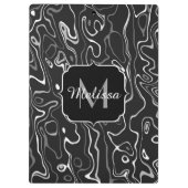 Schwarz-weiße graue Damaskus abstrakte Wirbel Mono Klemmbrett (Rückseite)