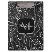 Schwarz-weiße graue Damaskus abstrakte Wirbel Mono Klemmbrett (Vorderseite)