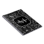 Schwarz-weiße graue Damaskus abstrakte Wirbel Mono Notizblock (Rechte Seite)