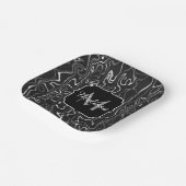 Schwarz-weiße graue Damaskus abstrakte Wirbel Mono Pappteller (Gewinkelt)