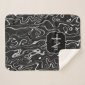 Schwarz-weiße graue Damaskus abstrakte Wirbel Mono Sherpadecke (Vorderseite (Horizontal))