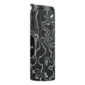 Schwarz-weiße graue Damaskus abstrakte Wirbel Mono Thermosbecher (Nach rechts gedreht)