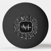 Schwarz-weiße graue Damaskus abstrakte Wirbel Mono Tischtennisball (Vorderseite)