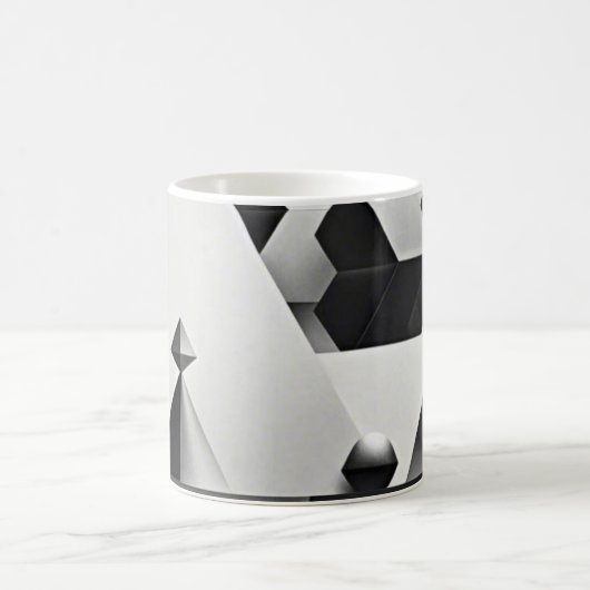 Schwarz-weiße graue geometrische Formen Kaffeetasse (Mittel)