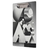 Schwarz-weiße graue geometrische Formen Klemmbrett (Links)