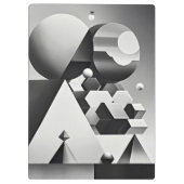 Schwarz-weiße graue geometrische Formen Klemmbrett (Rückseite)