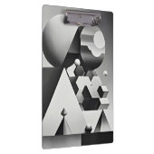 Schwarz-weiße graue geometrische Formen Klemmbrett (Rechts)