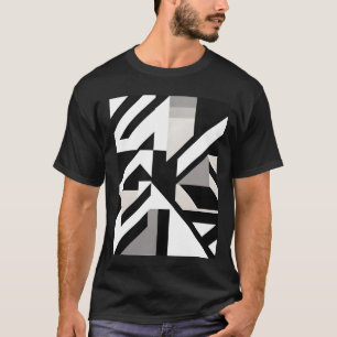 Schwarz-weiße graue geometrische scharfe T-Shirt
