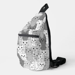 Schwarz-weiße graue Katzen Design Sling Bag