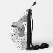 Schwarz-weiße graue Katzen Design Sling Bag (Rechts)