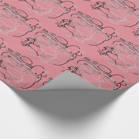 Schwarz-weiße graue Kreise, rosa Hintergrundkids A Geschenkpapier (Ecke)