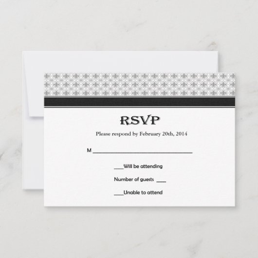 Schwarz-weiße graue Lilie Wedding RSVP Cards (Vorderseite)
